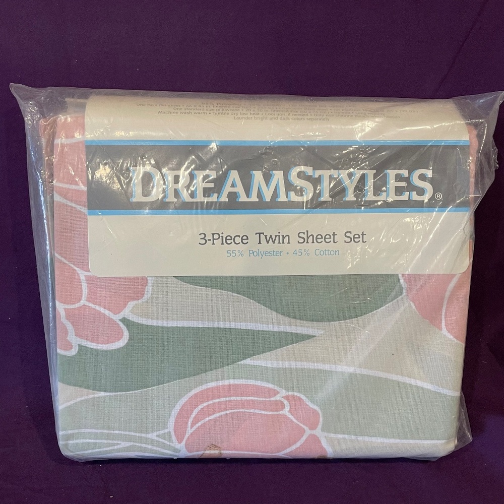 DreamStyles 3-Piece Twin Sheet Set VINTAGE New Old Stock